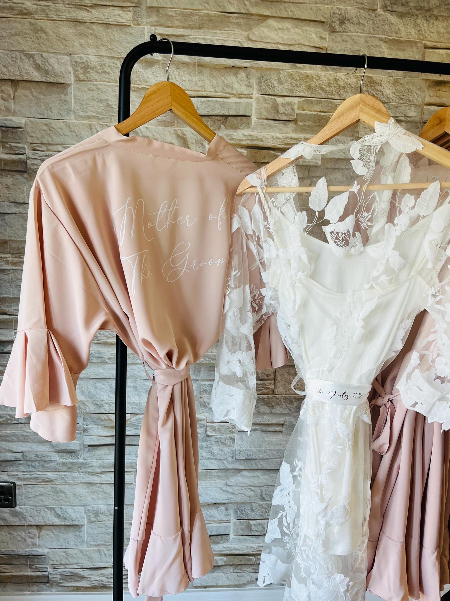 Blush Ruffle Bridesmaid Robes - Bridesmaid personalised Robe - Maid of honour robe - Bride robe - Pastel Robe - Satin Robe