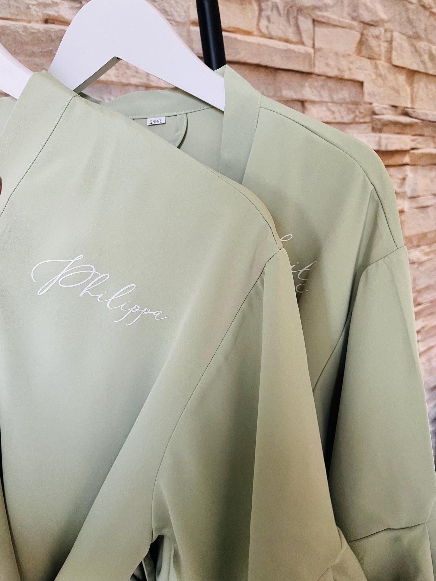 Sage Ruffle Bridesmaid Robes - Bridesmaid personalised Robe - Maid of honour robe - Bride robe - Pastel Robe - Satin Robe
