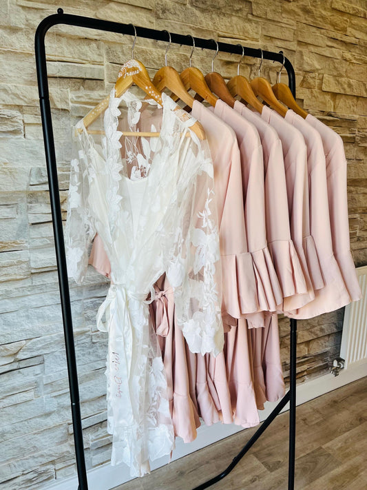 Blush Ruffle Bridesmaid Robes - Bridesmaid personalised Robe - Maid of honour robe - Bride robe - Pastel Robe - Satin Robe