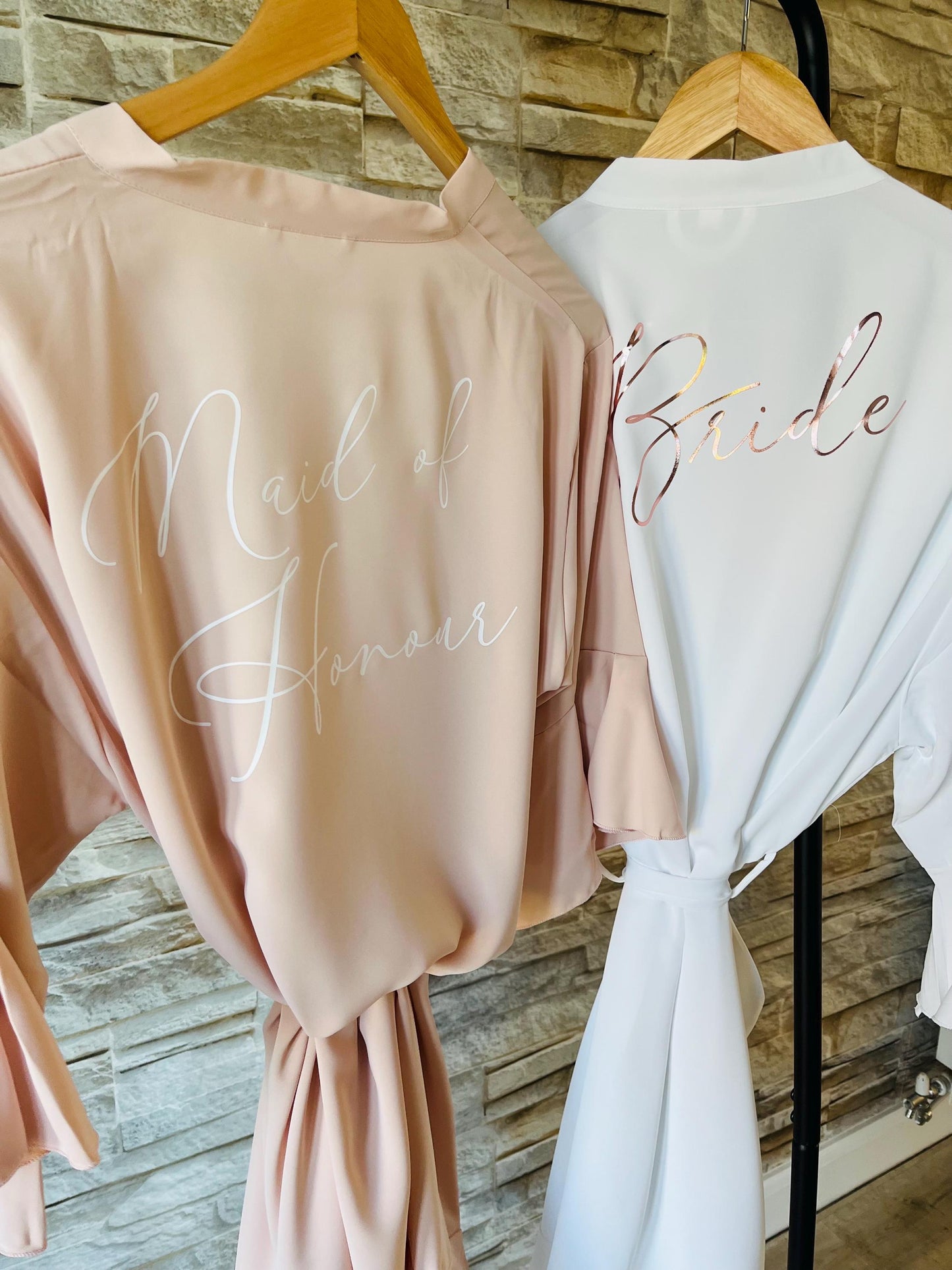 Blush Ruffle Bridesmaid Robes - Bridesmaid personalised Robe - Maid of honour robe - Bride robe - Pastel Robe - Satin Robe