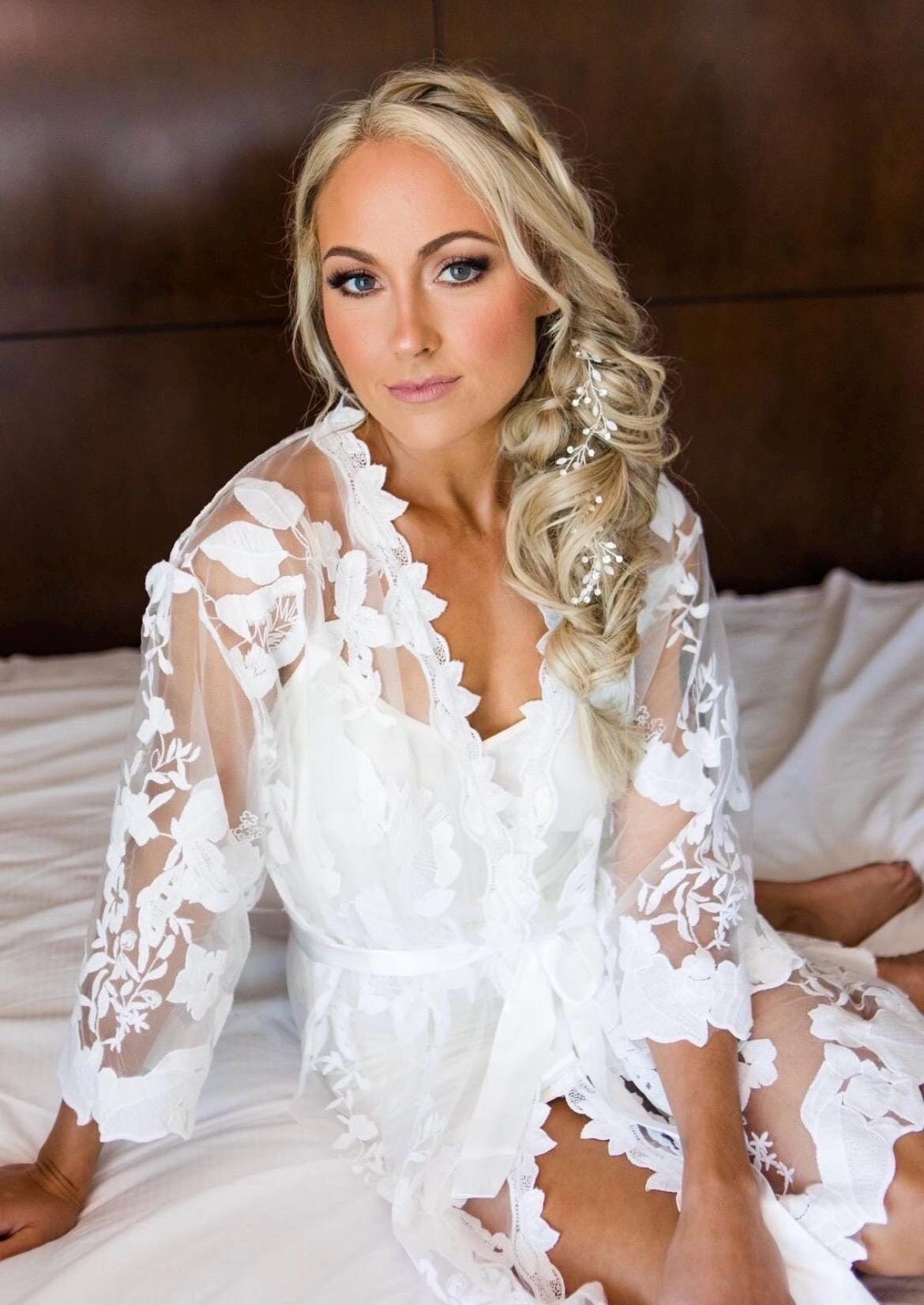 Personalised Lace Style Bride Robe - Bride dressing Gown - Lux Bride dressing gown - Bridesmaid Robes - Bridesmaid Pjs