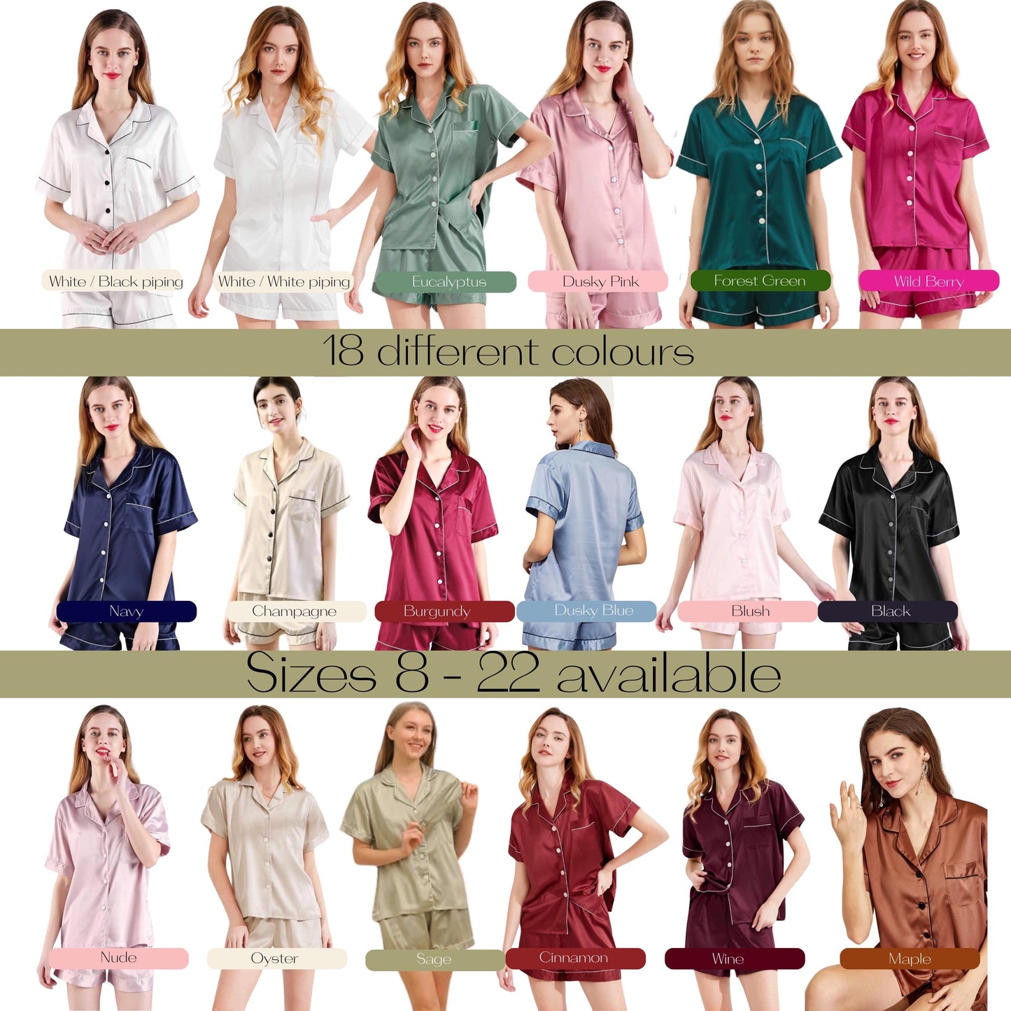 Oyster Bridesmaid Satin shirt Pjs | Maid of honour pjs | bridesmaid robes | Pjs for bridal party | Satin bridesmaid pjs | Cami Pjs
